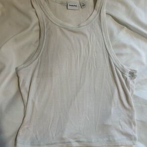 Sunday Best White Ribbed Scoop Neck Tank